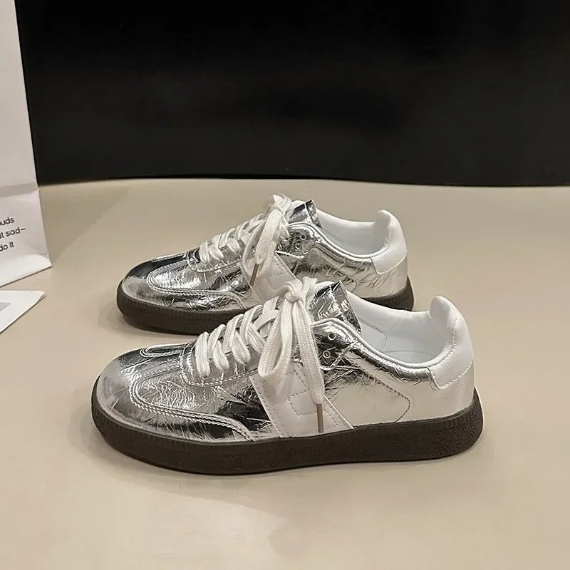 Leather Outdoor Platform Vulcanized White Flats Tennis Skateboard