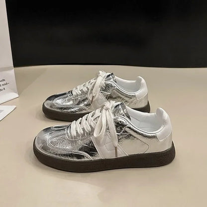 Leather Outdoor Platform Vulcanized White Flats Tennis Skateboard