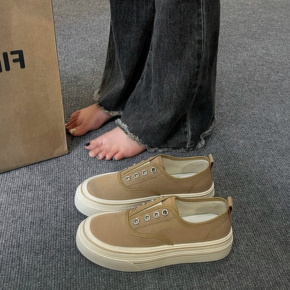 Outdoor Walking Canvas Shoes New Jogging Sneakers Slip-on Woman Vulcanized Flat Loafers Zapatillas