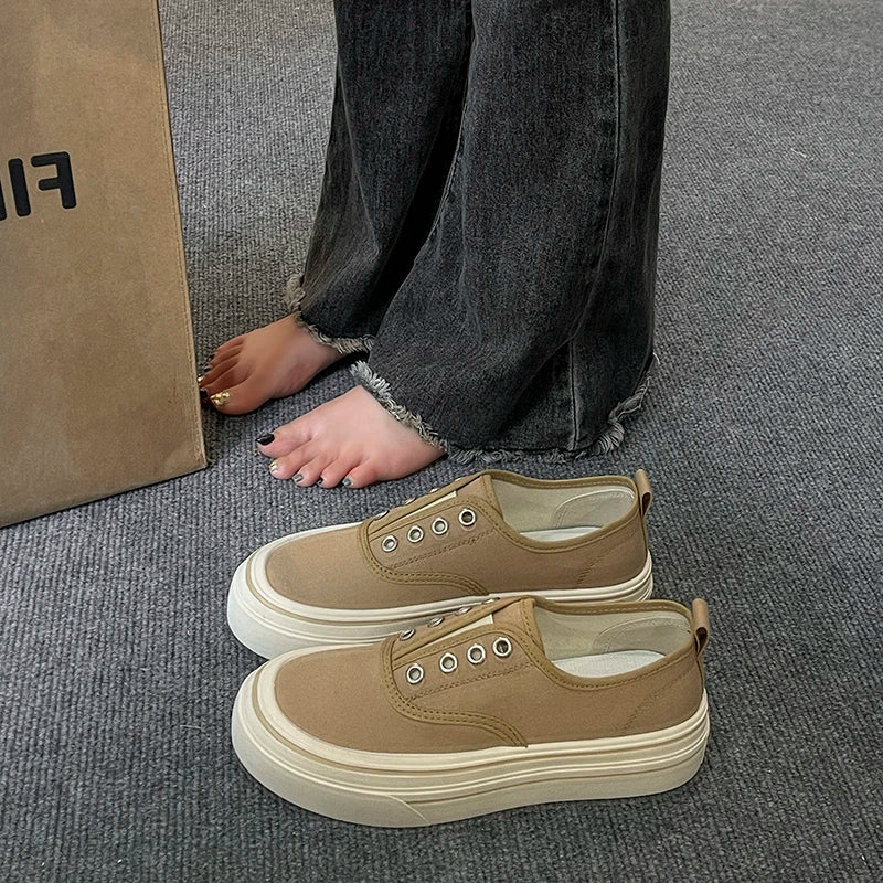Outdoor Walking Canvas Jogging Slip-on Vulcanized Flat Skateboard