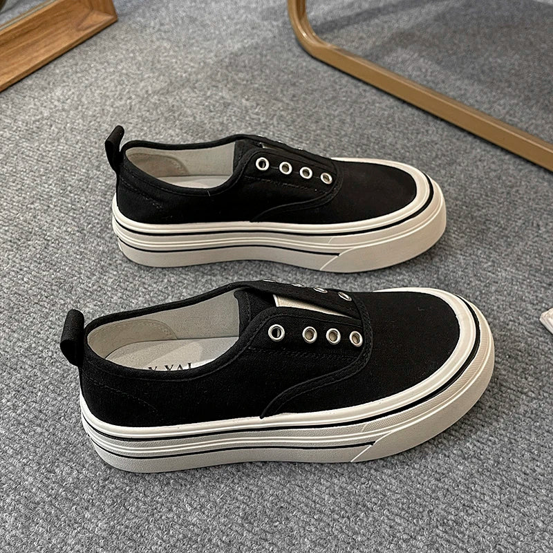 Outdoor Walking Canvas Jogging Slip-on Vulcanized Flat Skateboard