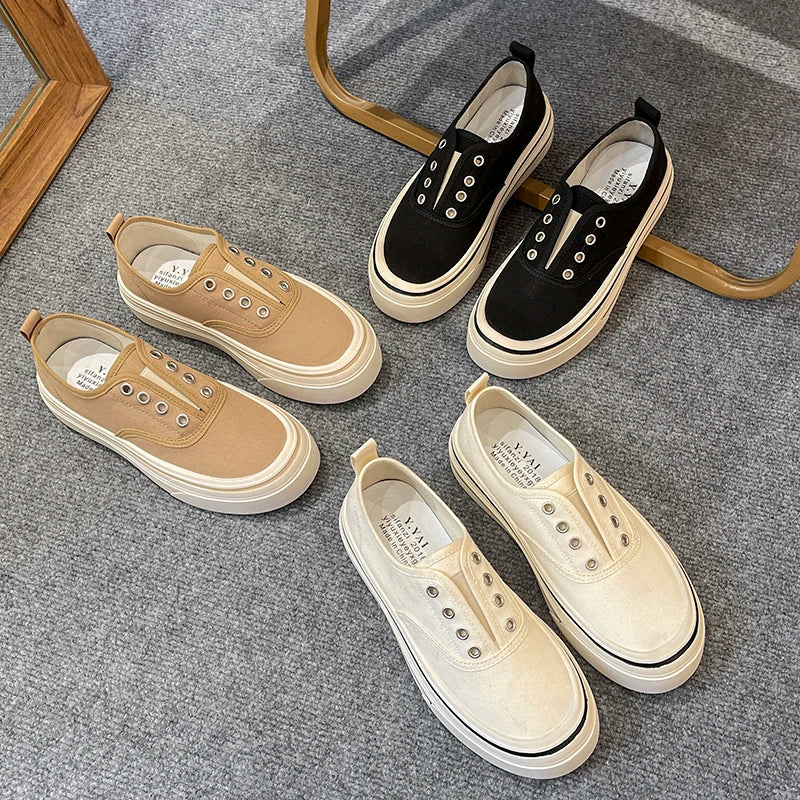 Outdoor Walking Canvas Jogging Slip-on Vulcanized Flat Skateboard