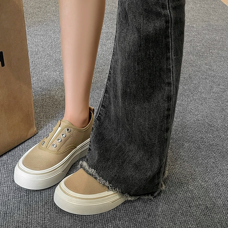 Outdoor Walking Canvas Jogging Slip-on Vulcanized Flat Skateboard