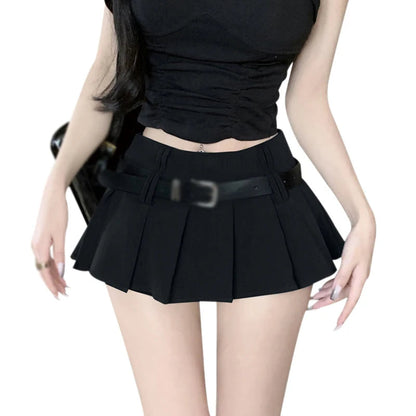 Pleated Belted Party Waist Skirt