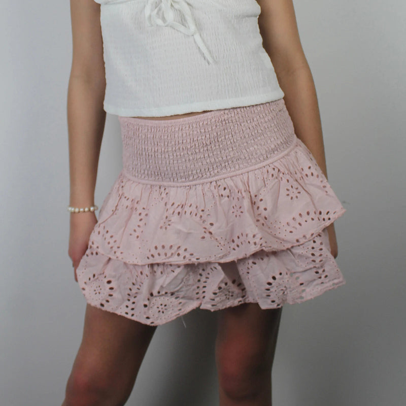 Pointelle Layered Ruffle Skirt