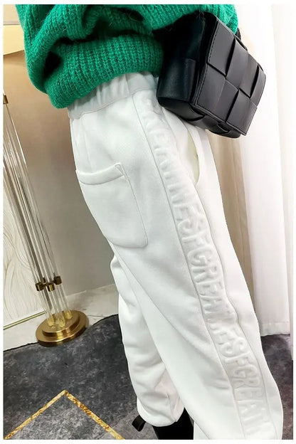 Autumn Winter Black Letter Sports 3d Harajuku Style Sweatpants