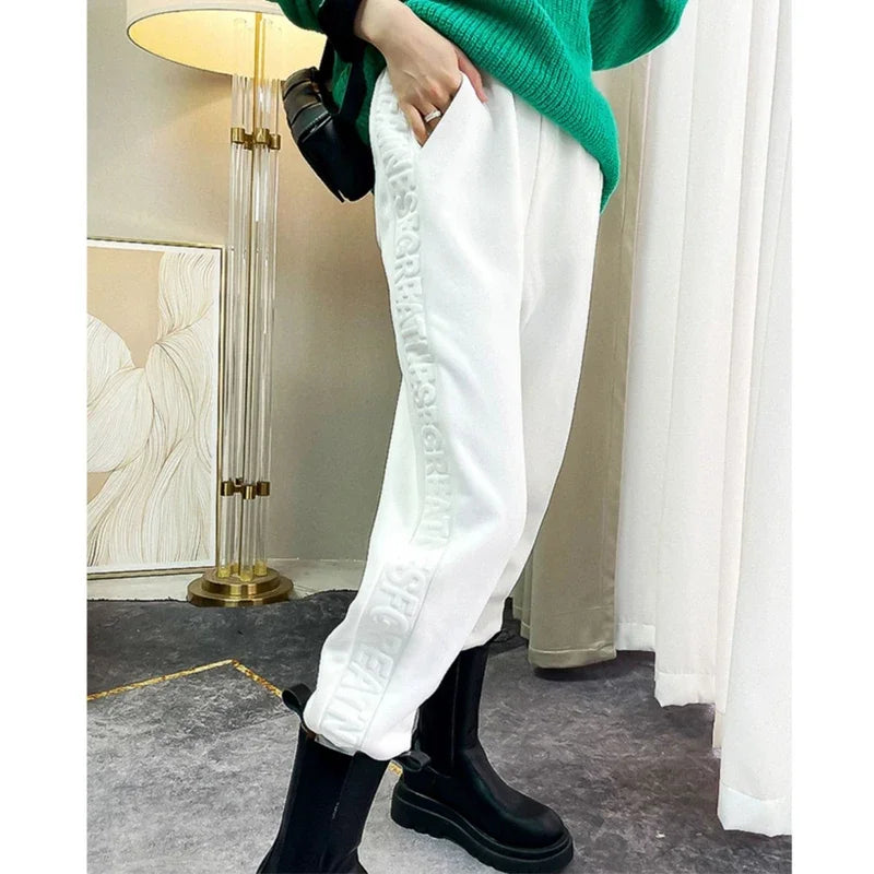Autumn Winter Black Letter Sports 3d Harajuku Style Sweatpants