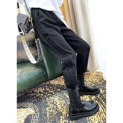 Autumn Winter Black Letter Sports 3d Harajuku Style Sweatpants