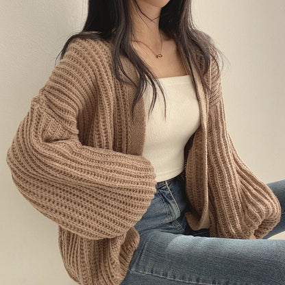 V-neck Oversized Long Sleeve Lazy Holiday Y2k Cardigan