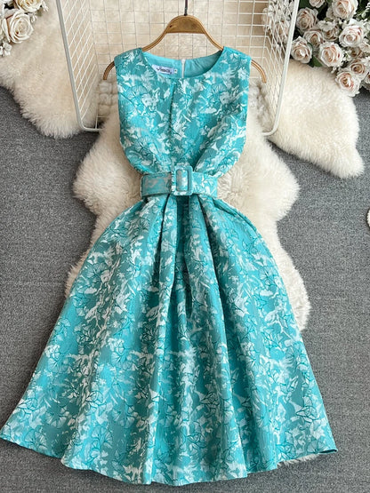 Dresses Summer Slim A-line Sleeveless Party Dresses O-neck Midi Dress Vestidos