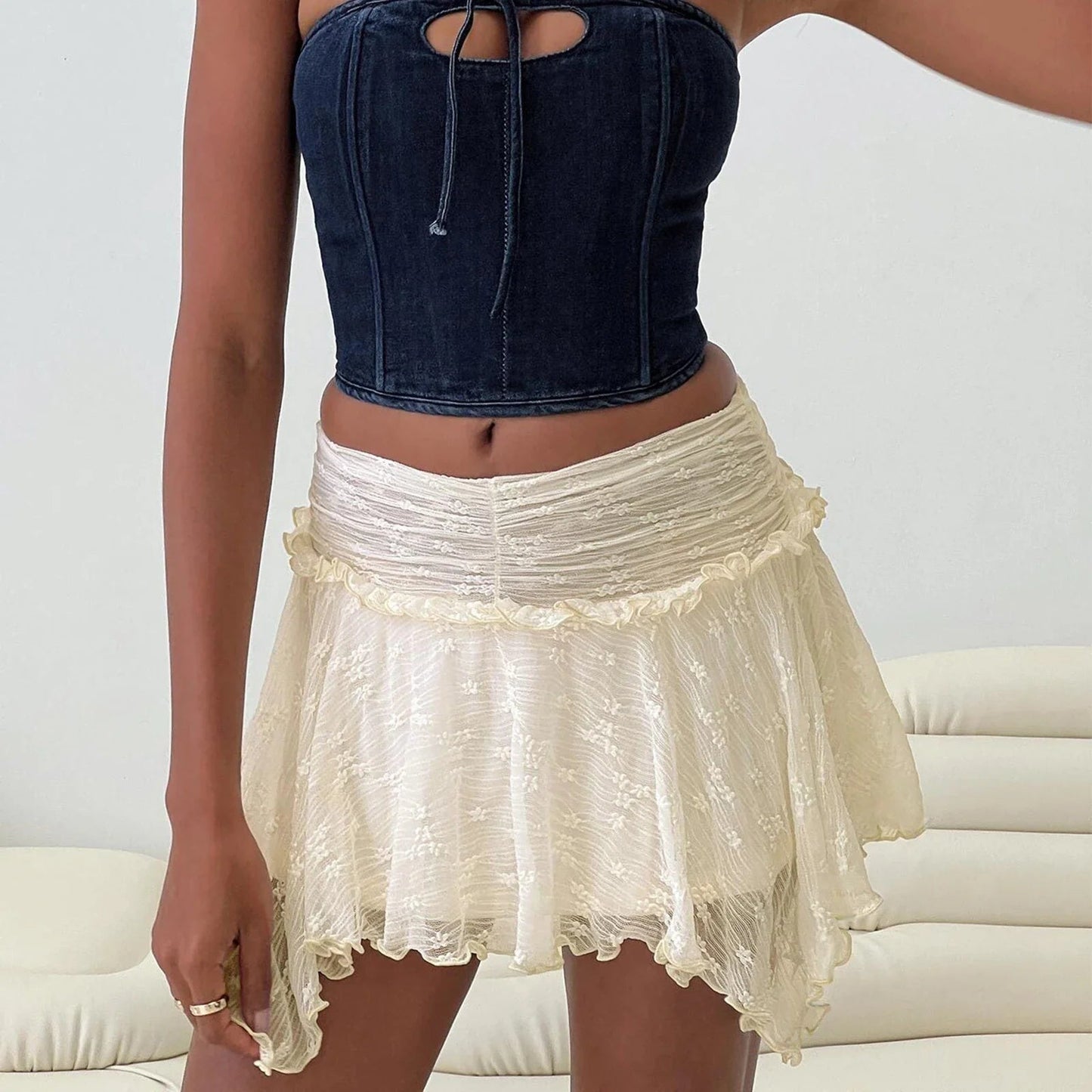 Irregular Ruched Asymmetrical Skirt