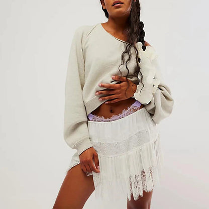 Lace Tiered Slip Skirt