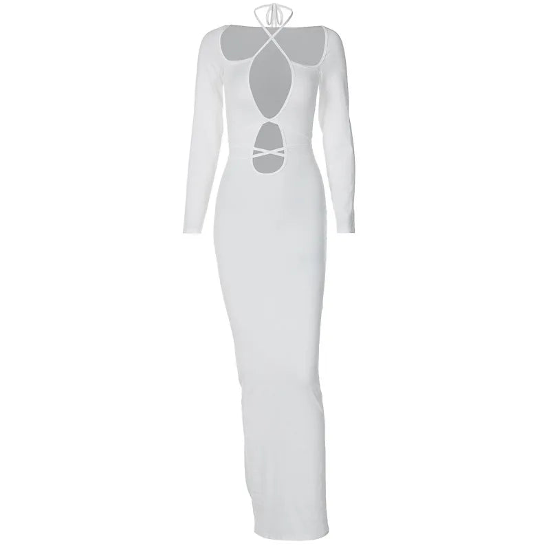 Bodycon Autumn/winter New Lace-up Slim Midi Dresses