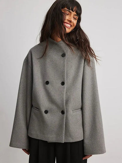 Cropped Autumn Long Single Breasted Warm Coat