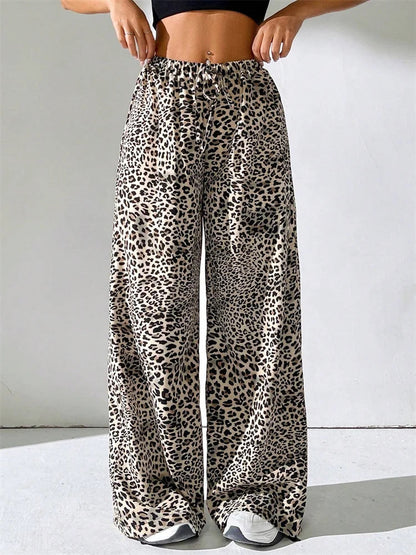 Striped Side Split Tie-up Wide-leg Sweatpant