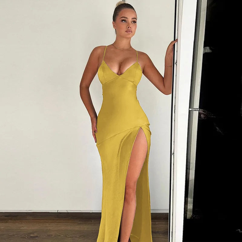 Autumn/winter Puss V-neck Halter Evening Bodycon Midi Dresses