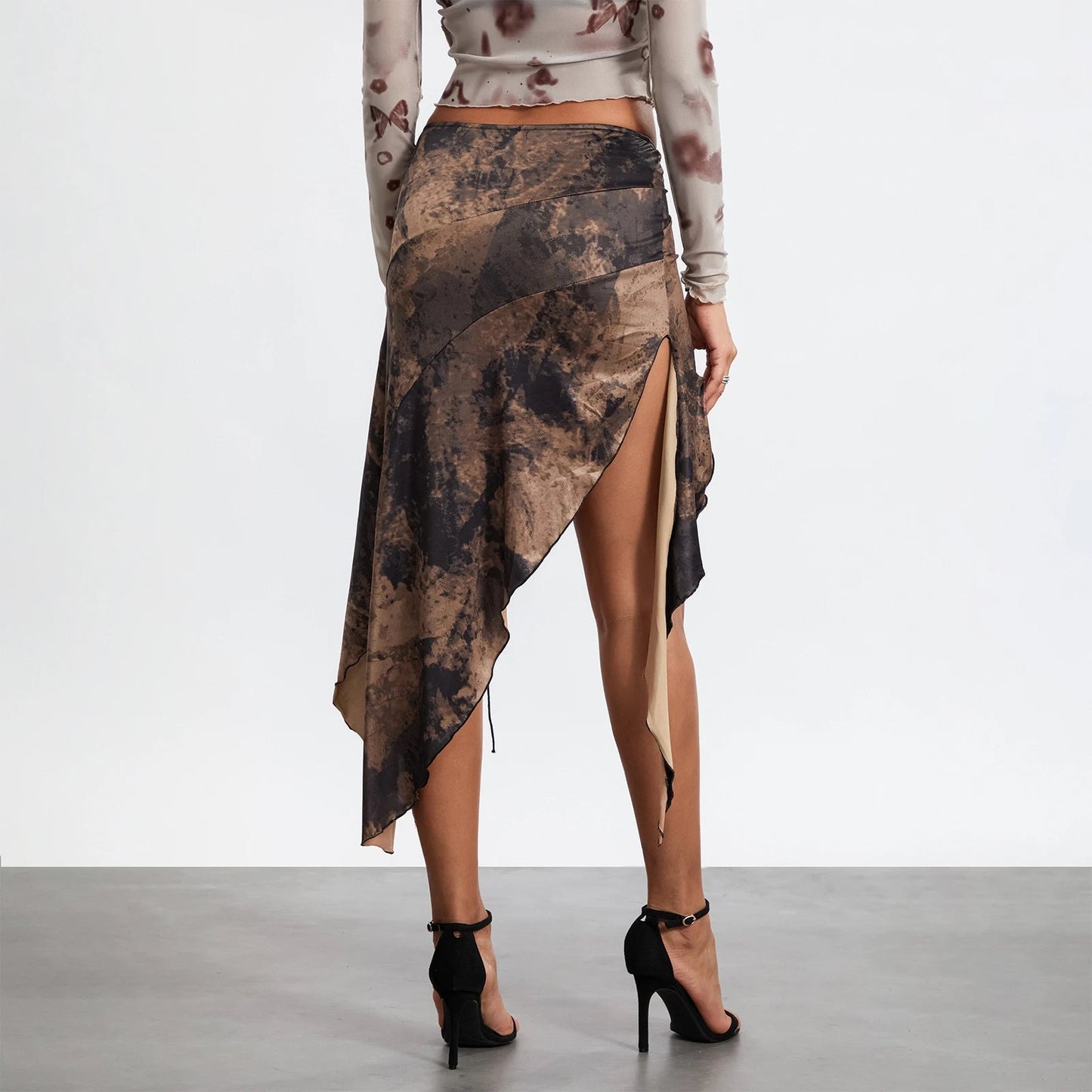 High Split Print Skirt