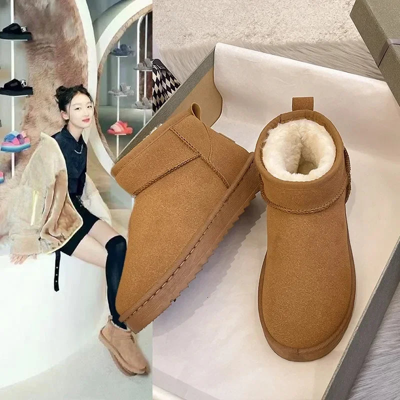 Shoes Australian Boots Winter Footwear Round Toe Flat Heel Boots- Snow Low Ankle Cotton 36-42