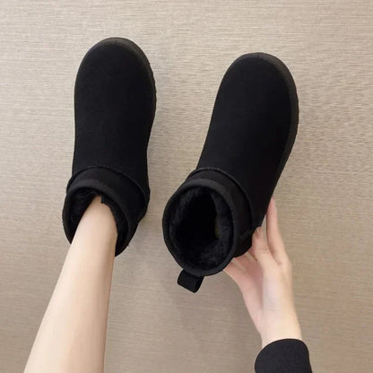 Round Toe Flat Heel Low Ankle Cotton Snow Boot
