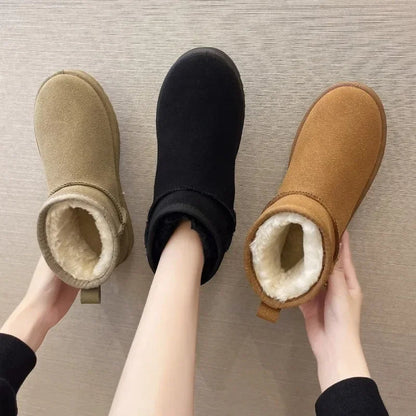 Round Toe Flat Heel Low Ankle Cotton Snow Boot