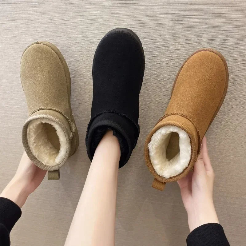 Shoes Australian Boots Winter Footwear Round Toe Flat Heel Boots- Snow Low Ankle Cotton 36-42