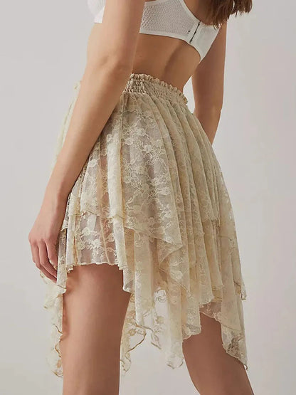 Lace Irregular Hem Skirt
