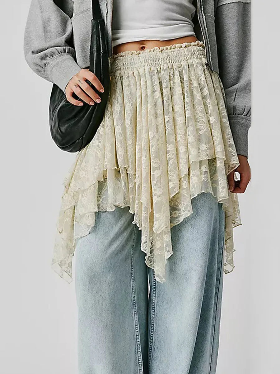 Lace Irregular Hem Skirt