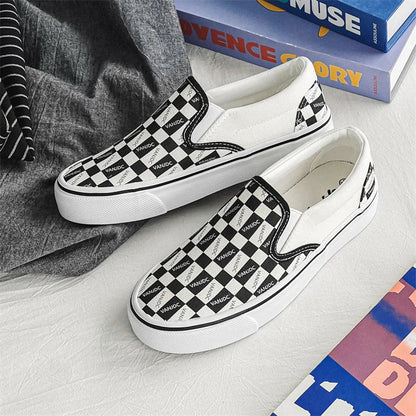 Canvas Shoes Multicolor Checkerboard Design Slip-on Footwear Flats Couple Summer Sneakers Size 35-44