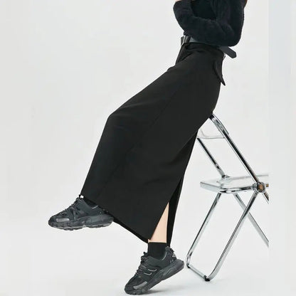 Woolen Autumn Winter High-waist Slim Fit Straight Hip-hugging Skirt