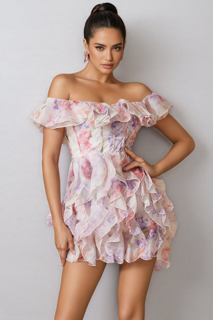 Naiya Off Shoulder Ruffle Mini Dress