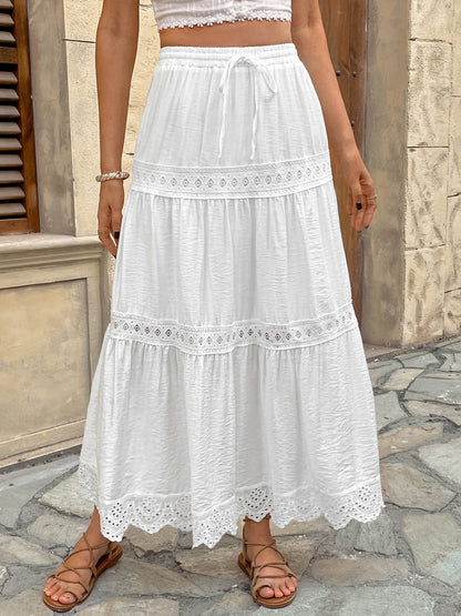 Burst of Bliss Lace Tiered Maxi Skirt