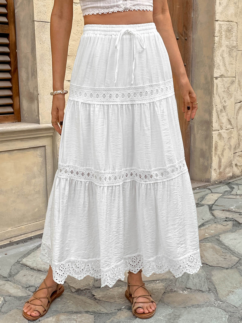 Burst of Bliss Lace Tiered Maxi Skirt