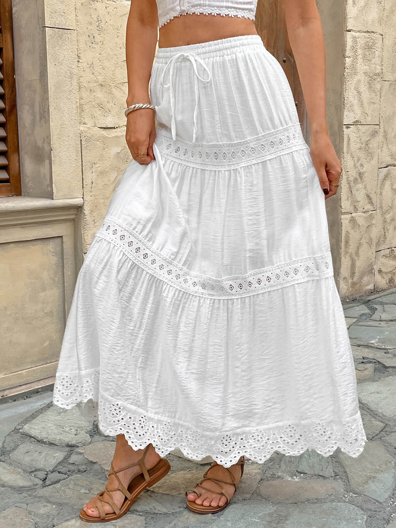 Burst of Bliss Lace Tiered Maxi Skirt