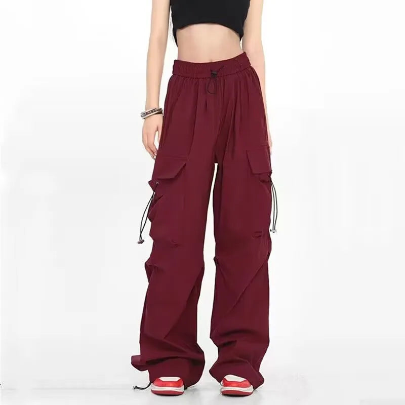 Techwear Parachute Track Pants: Y2k Wide Leg Sweatpants