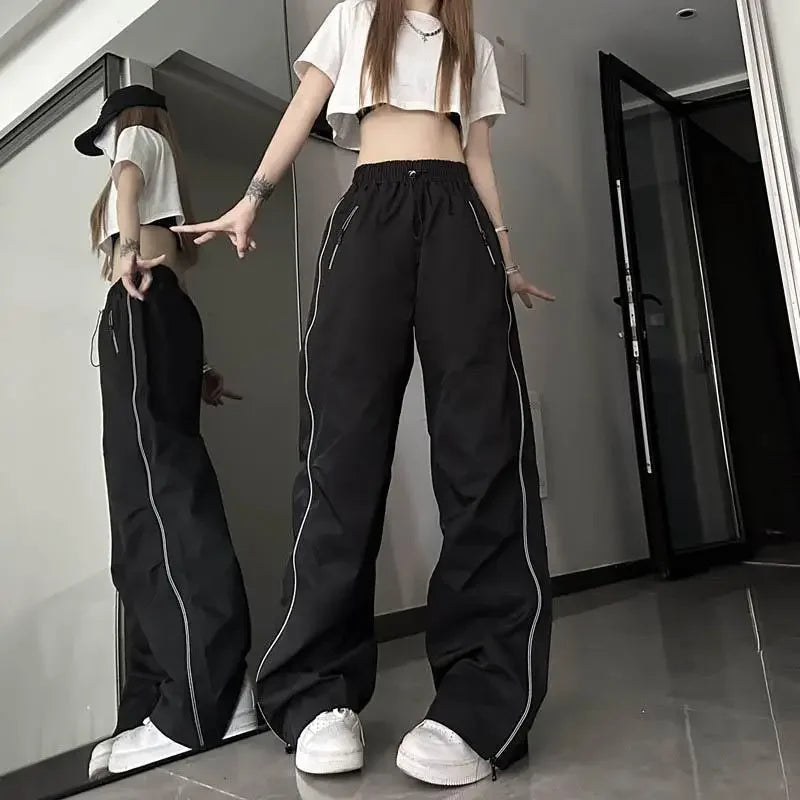 Korean Hip Hop Harajuku Lady's Wide Leg Jogger Sweatpants