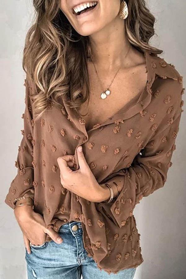 Turndown Collar Patchwork Blouse