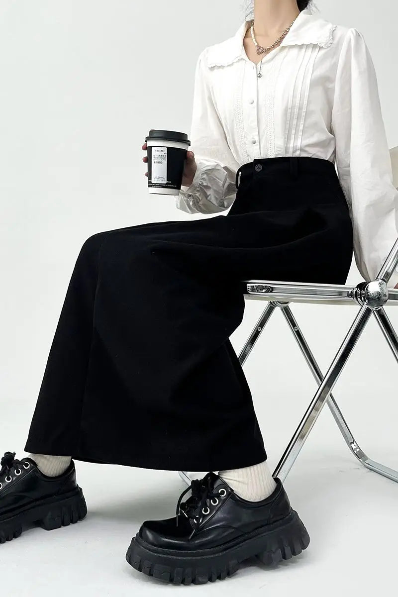 Soft Pleated Draped Elastic Waist Slim Skirt