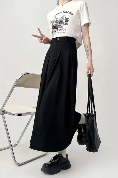 Soft Pleated Draped Elastic Waist Slim Skirt