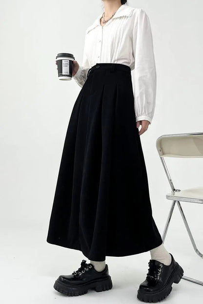 Soft Pleated Draped Elastic Waist Slim Skirt