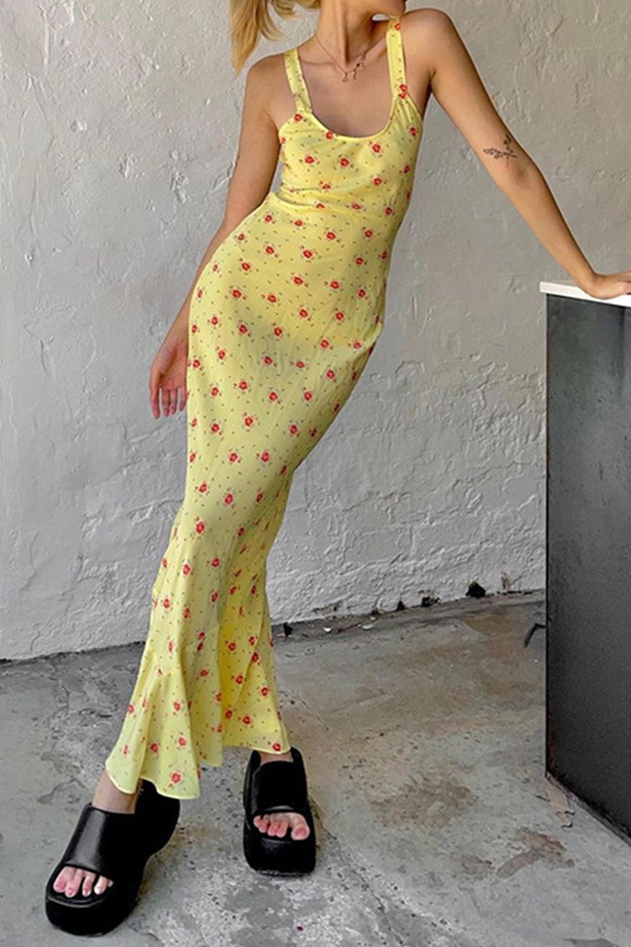 Yellow Scoop Neck Tank Dress