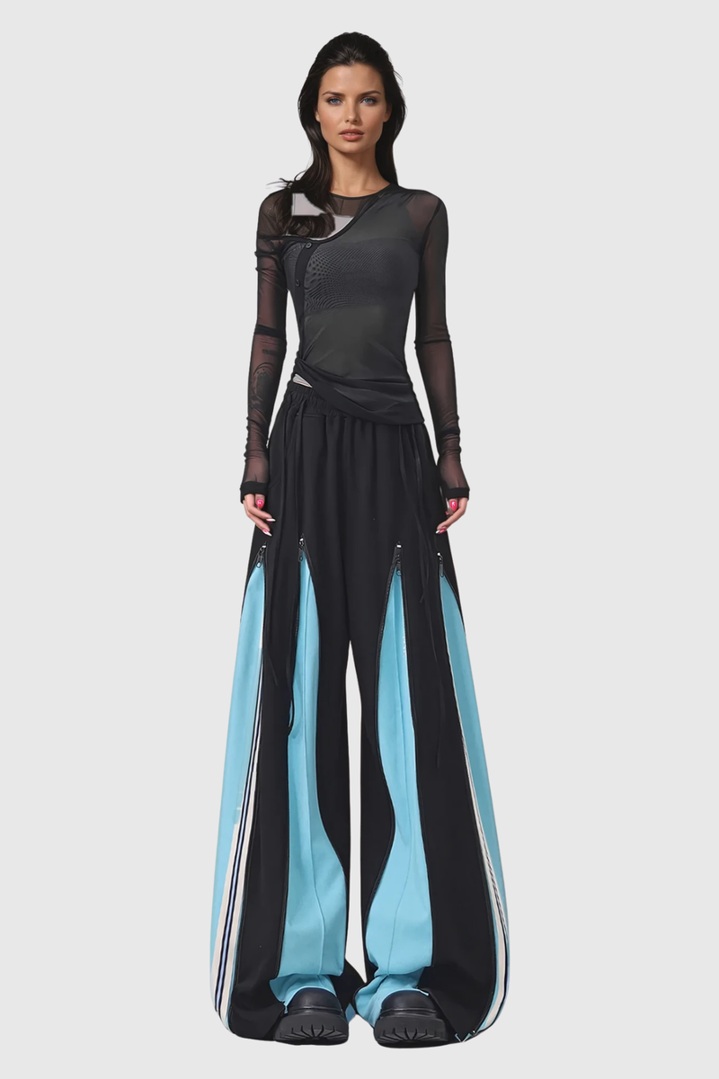 Yoel Deconstruct Stripe Wide Leg Pants