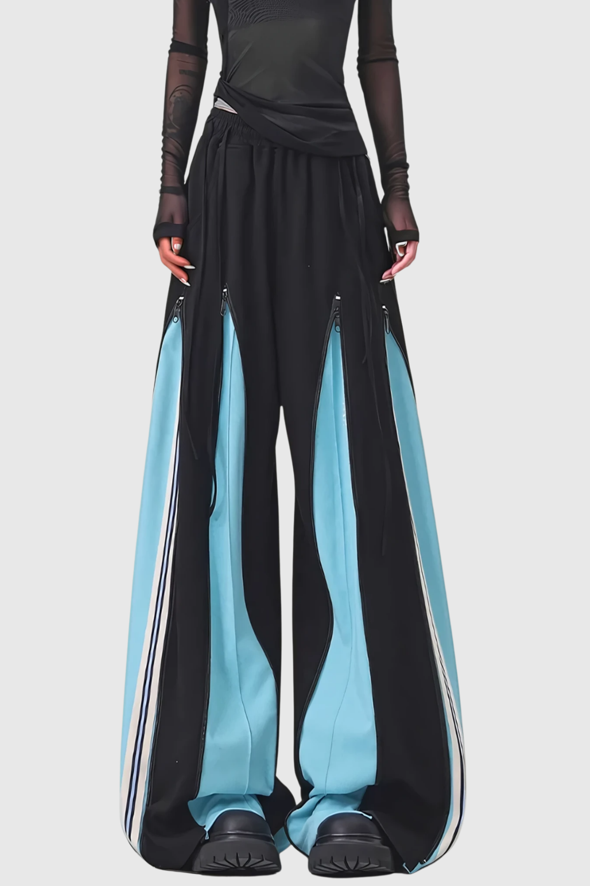 Yoel Deconstruct Stripe Wide Leg Pants