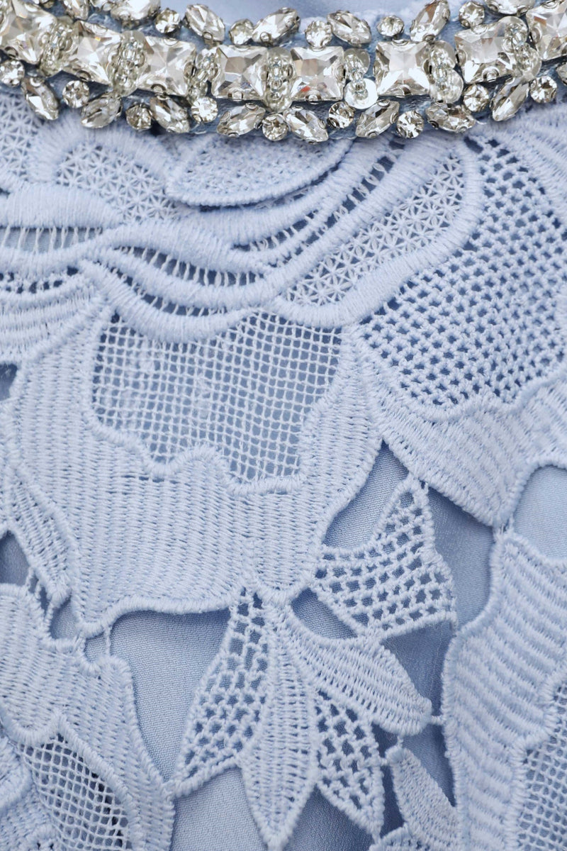 Yuriy Crystal Embellished Lace Mini Dress