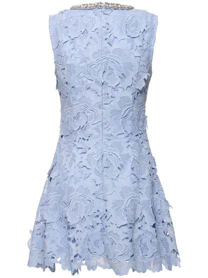 Yuriy Crystal Embellished Lace Mini Dress