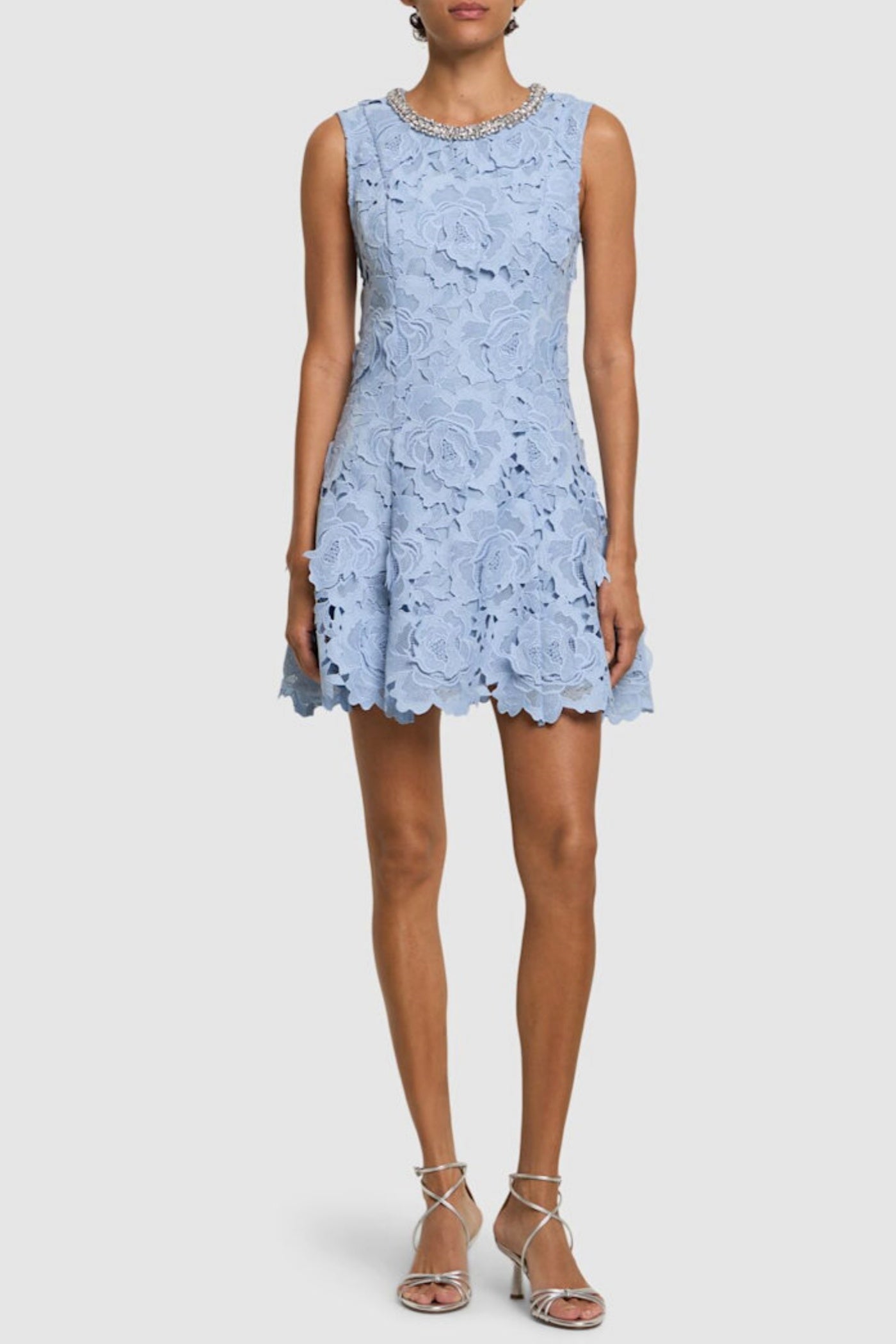 Yuriy Crystal Embellished Lace Mini Dress