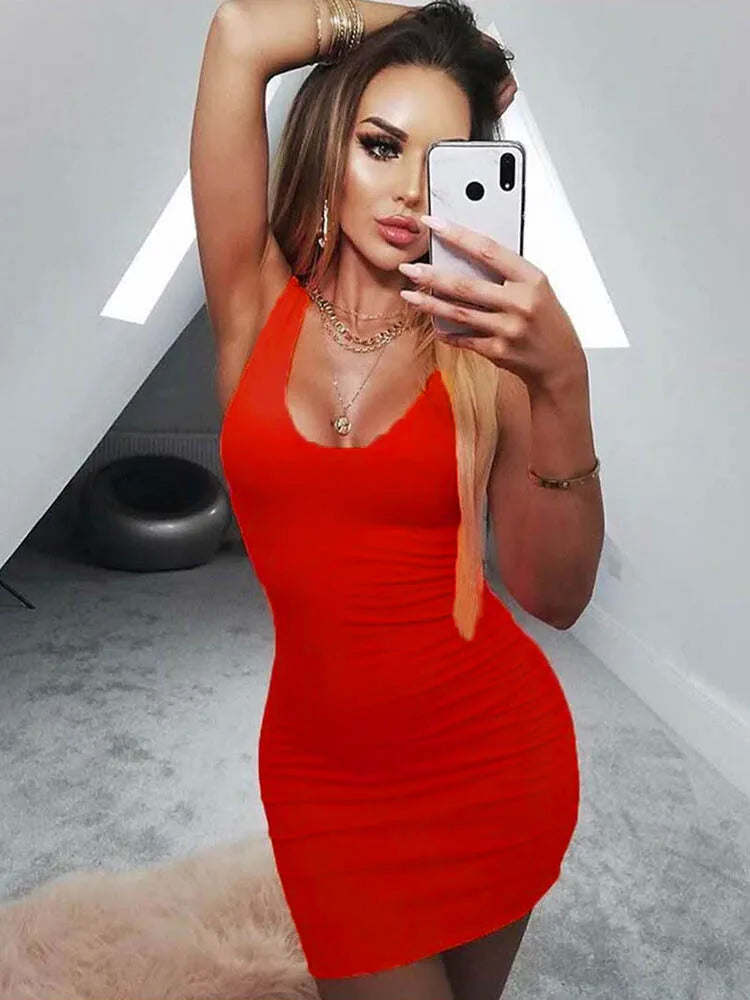 Summer Autumn Sleeveless Mini Midi Dresses