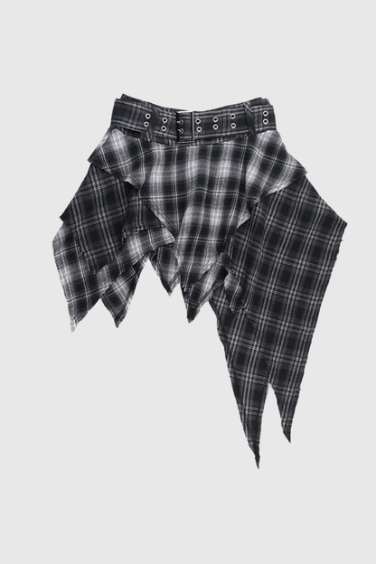 Zack Grid Asymmetric Skirt