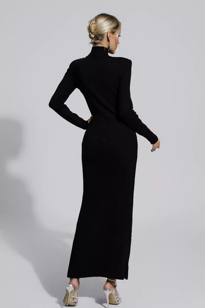 Zelda Black Pu Maxi Dress