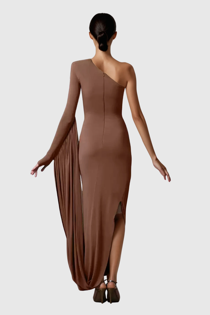 Zita One Shouder Ruch Maxi Dress
