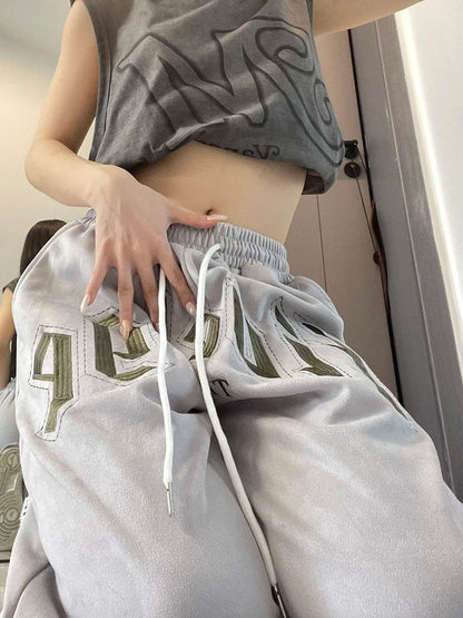 Harmonic Hip Hop Harajuku Style Bf Grey Sweatpants